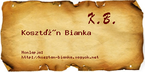 Kosztán Bianka névjegykártya